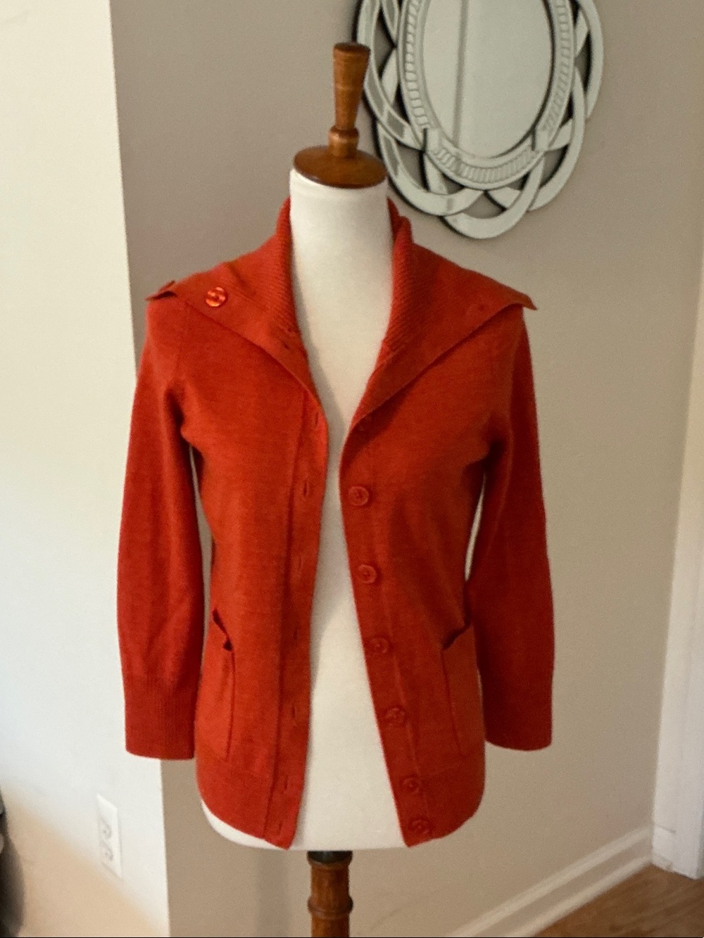Talbots Burnt Orange Button-Front Knit Cardigan